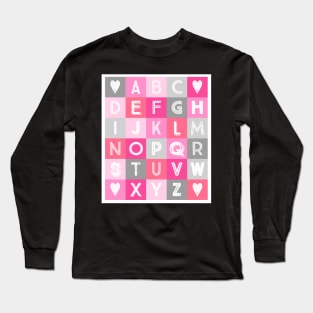 Pink grey Alphabet art decor pattern Long Sleeve T-Shirt